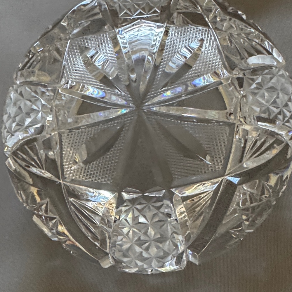 Bohemian Czech Vintage Intricate Clear Crystal Bowl/ Ashtray - Picture 5 of 7